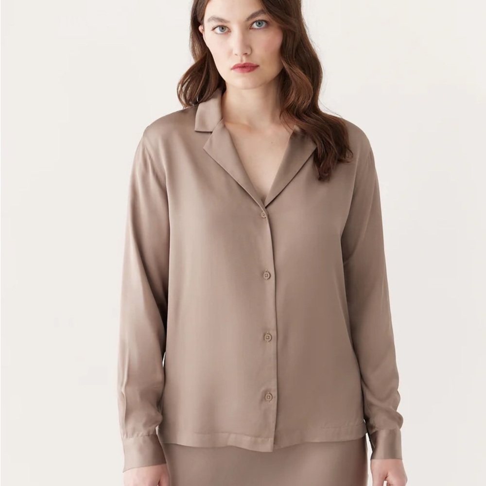Frank and Oak Camp Collar Long Sleeve in BROWN